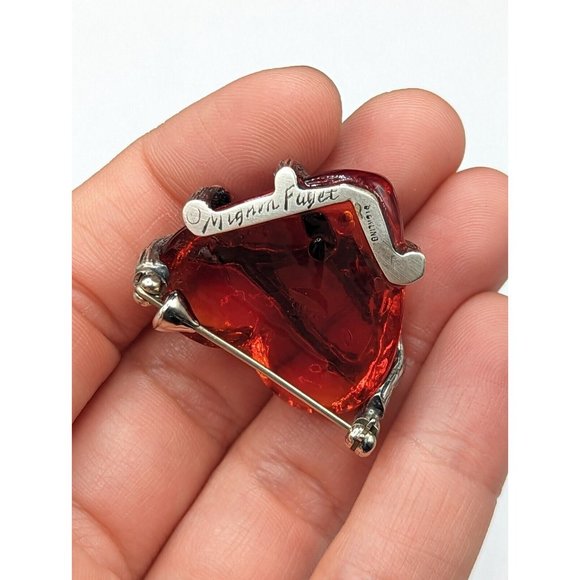 Rare Mignon Faget Red Sterling Silver 925 Secret Heart Brooch Pin w Pouch Bag - Picture 7 of 12